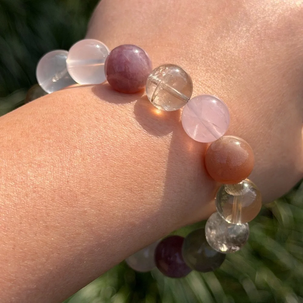 13.5mm‎ stretchable multi stone crystal bracelet 1070